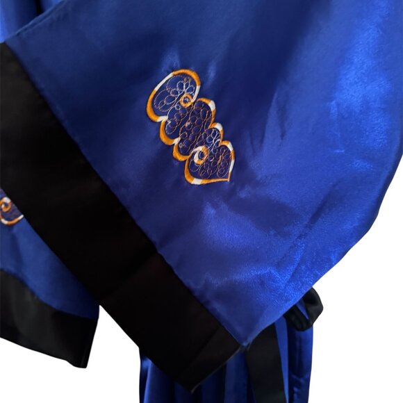 Underwraps Kimono Costume Dragon Women Blue Gold Full Length Satin Robe 1x Plus - Picture 12 of 12